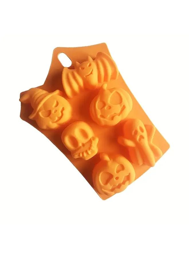 Tangerine 6 Cavity Halloween Bat Pumpkin Skull Silicone Mold For Chocolate Cake Jelly Soap DIY - Image 5